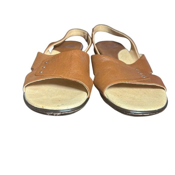 Sofft Brown Leather Slingback Sandals 8.5W Wide Width Comfort Heel Casual Shoes - Picture 5 of 10